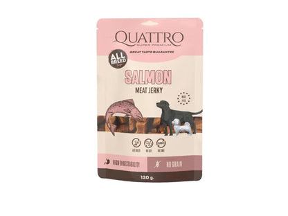 QUATTRO Maisto papildas suaugusiems šunims Jerky - Salmon protein bar, 130 g