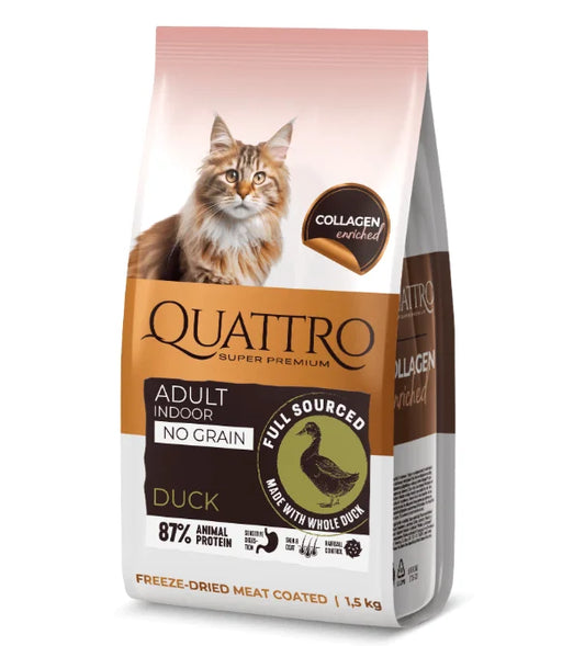 QUATTRO visavertis sausas pašaras suaugusioms naminėms katėms su antiena, 1,5 kg