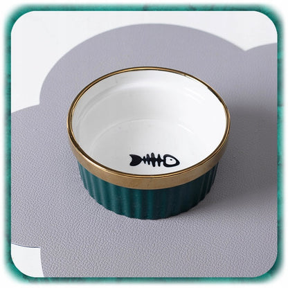 Dvigubas keraminis katės dubuo ant stovo 2x300m