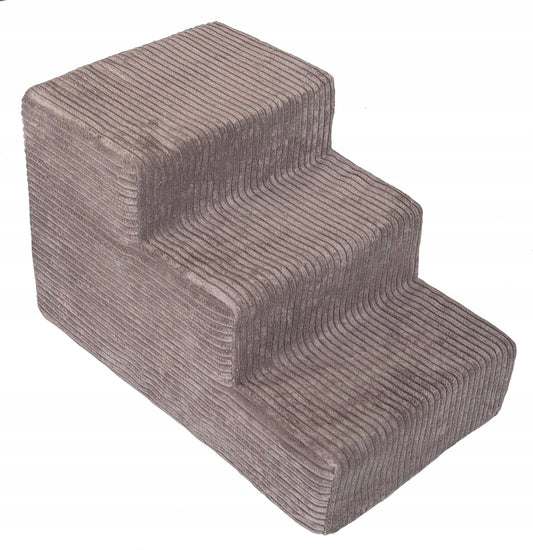 Stabilūs šunų laiptai rampos platforma 30cm velvetas, tamsiai smėlio spalvos