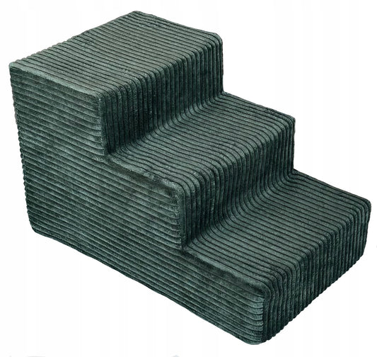 Stabilūs šunų laiptai rampos platforma 30cm velvetas, žalia