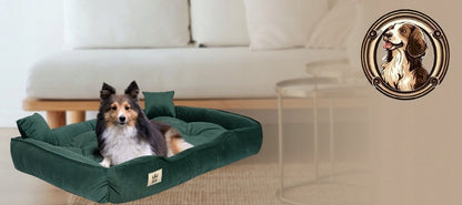 Veliūrinis šuns guolis 100x75 cm, žalias