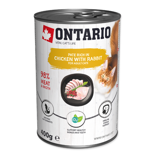 Ontario Cat Can Chicken with Rabbit and Cranberries 400g (Vištiena su triušiena ir spanguolėm)
