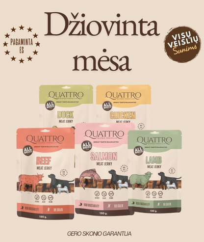 QUATTRO Maisto papildas suaugusiems šunims Jerky - Chicken Fillets, 130 g