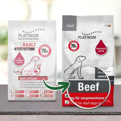 Platinum Adult sausas pašaras šunims su jautiena